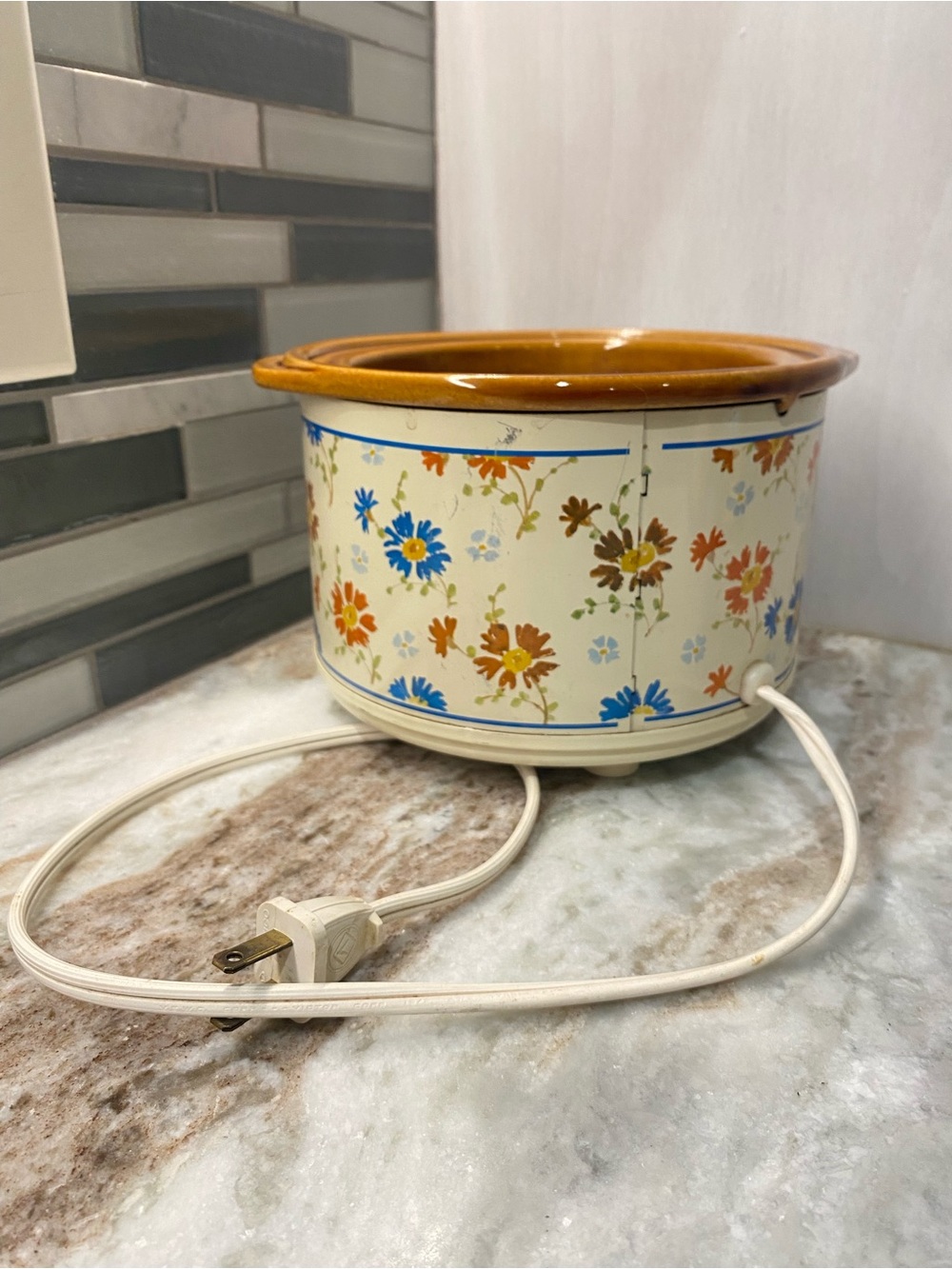 Vintage 1987 Rival Potpourri Crock Pot 3207 Country Floral Simmer Pot W/ Lid - Picture 6 of 13